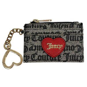 JUICY COUTURE Love Actually Card Case Zip Wallet Keychain w/ Heart